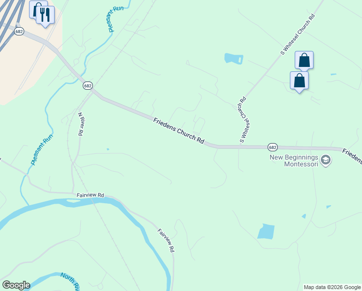 map of restaurants, bars, coffee shops, grocery stores, and more near 1741 Friedens Church Road in Mount Crawford
