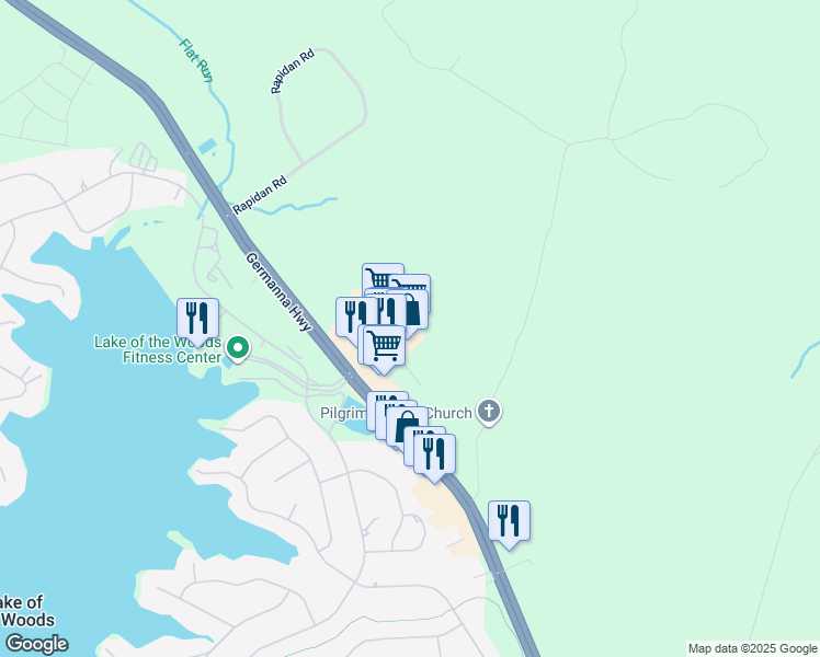 map of restaurants, bars, coffee shops, grocery stores, and more near 36127 Goodwin Drive in Locust Grove