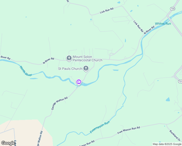 map of restaurants, bars, coffee shops, grocery stores, and more near 1343 George Walton Road in Mount Solon