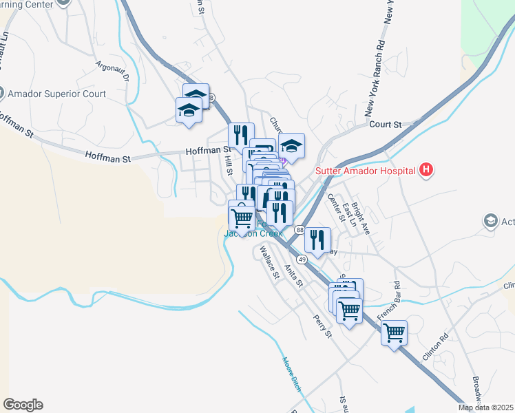 map of restaurants, bars, coffee shops, grocery stores, and more near 28 John C. Begovich Memorial Highway in Jackson
