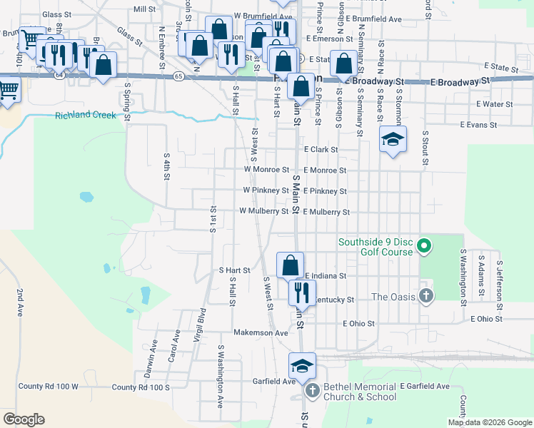 map of restaurants, bars, coffee shops, grocery stores, and more near 299 West Mulberry Street in Princeton