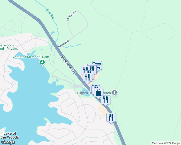 map of restaurants, bars, coffee shops, grocery stores, and more near 36127 Goodwin Drive in Locust Grove