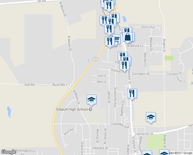 map of restaurants, bars, coffee shops, grocery stores, and more near 316 Leah Drive in Waterloo