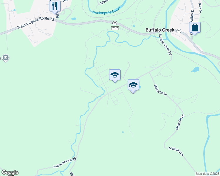map of restaurants, bars, coffee shops, grocery stores, and more near 6 Ryan Road in Kenova