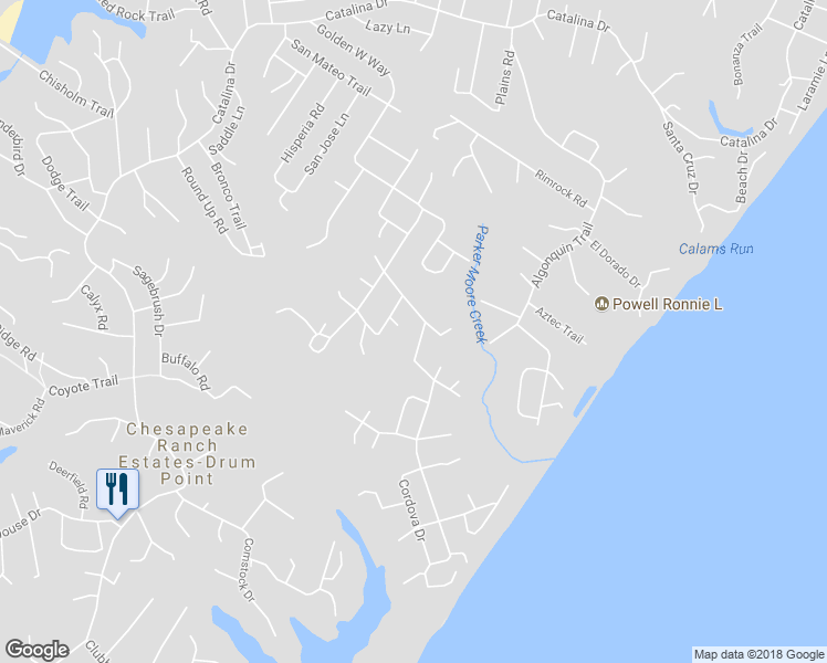 map of restaurants, bars, coffee shops, grocery stores, and more near 1069 Golden W Way in Lusby