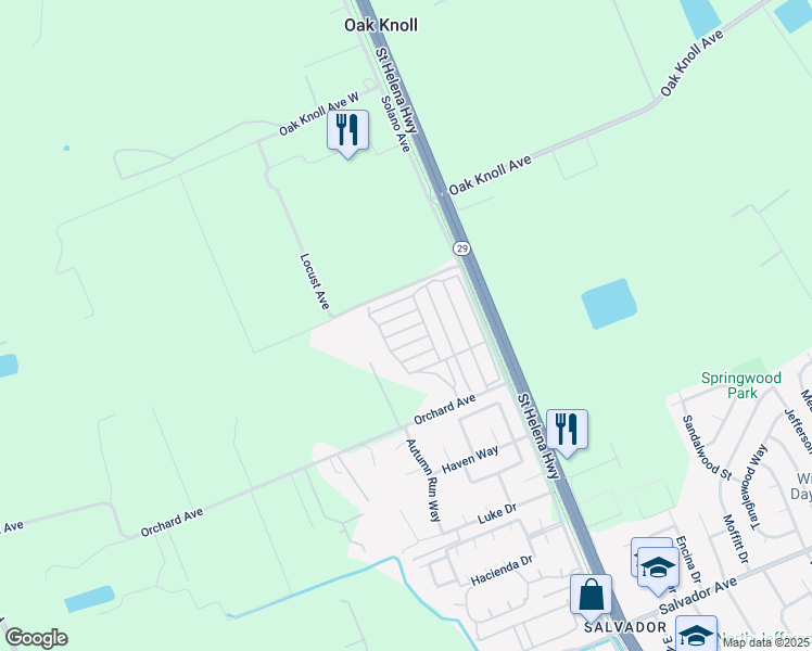 map of restaurants, bars, coffee shops, grocery stores, and more near 304 Stacey Way in Napa
