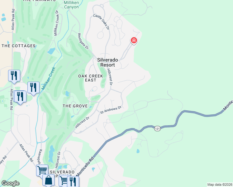 map of restaurants, bars, coffee shops, grocery stores, and more near 19 Inverness Drive in Napa