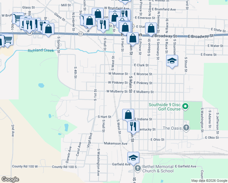map of restaurants, bars, coffee shops, grocery stores, and more near 299 West Mulberry Street in Princeton