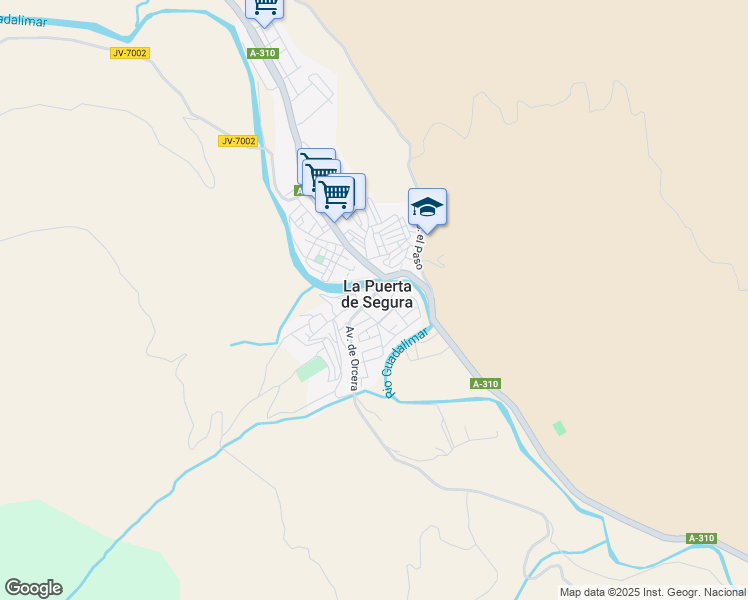 map of restaurants, bars, coffee shops, grocery stores, and more near 14 Calle de Pablo Iglesias in La Puerta de Segura