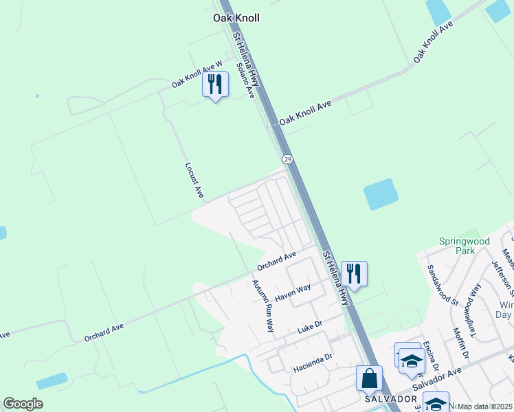 map of restaurants, bars, coffee shops, grocery stores, and more near 304 Stacey Way in Napa