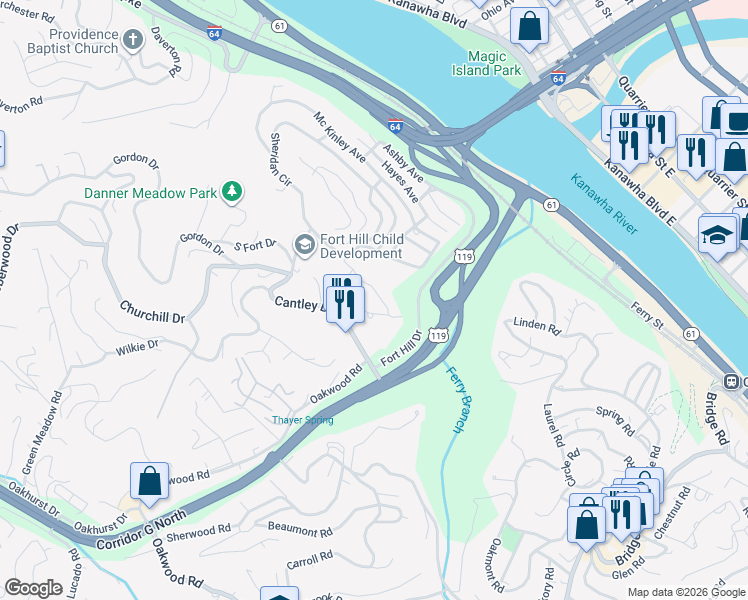 map of restaurants, bars, coffee shops, grocery stores, and more near 109 Shellar Drive in Charleston