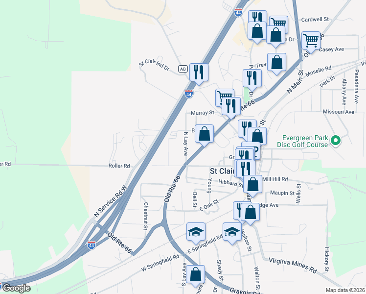 map of restaurants, bars, coffee shops, grocery stores, and more near 175 North Lay Avenue in Saint Clair