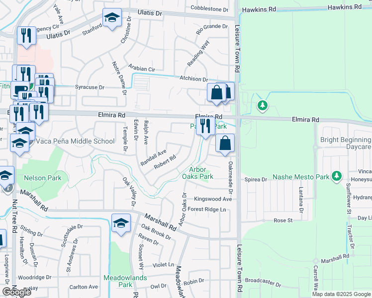 map of restaurants, bars, coffee shops, grocery stores, and more near 230 Randall Avenue in Vacaville
