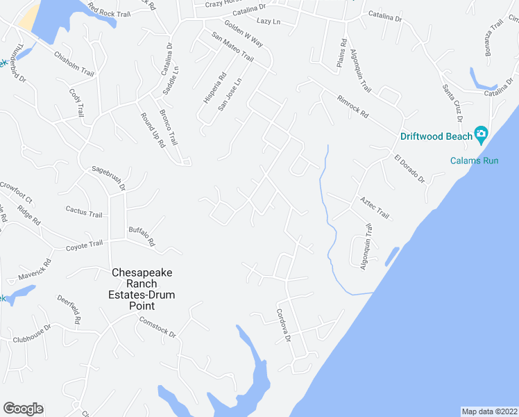 map of restaurants, bars, coffee shops, grocery stores, and more near 1010 Childress Trail in Lusby