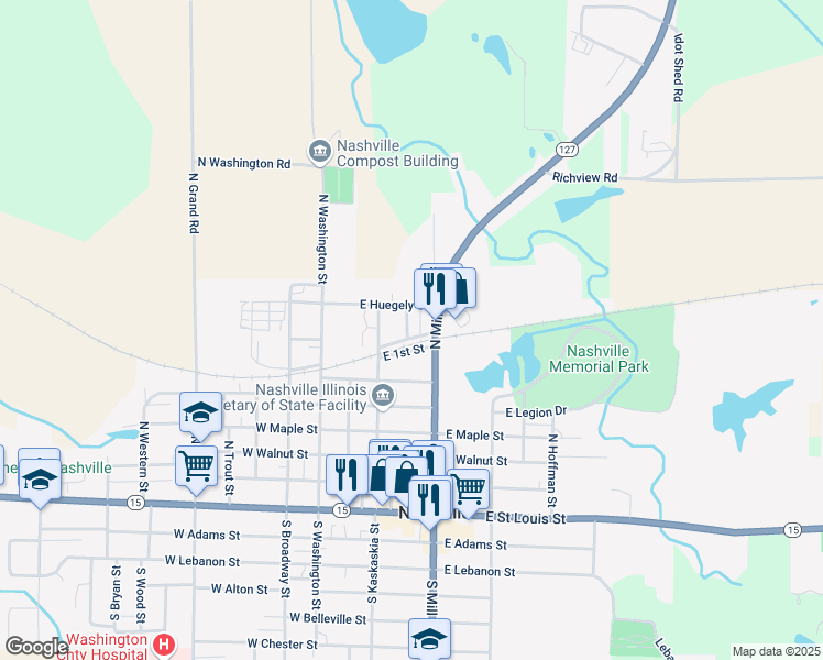 map of restaurants, bars, coffee shops, grocery stores, and more near 183 East Railroad Street in Nashville