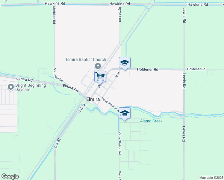map of restaurants, bars, coffee shops, grocery stores, and more near 6084 B Street in Elmira