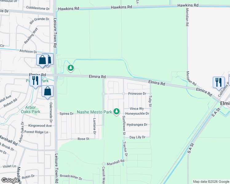 map of restaurants, bars, coffee shops, grocery stores, and more near 248 Daphne Drive in Vacaville