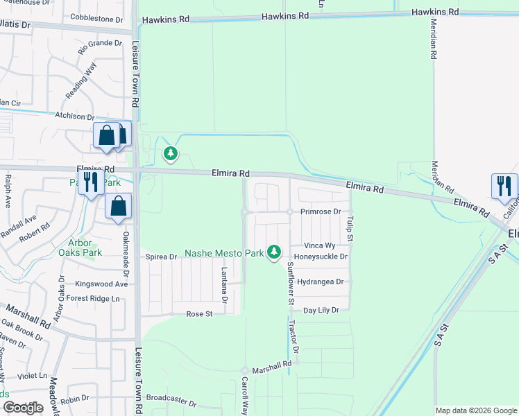 map of restaurants, bars, coffee shops, grocery stores, and more near 248 Daphne Drive in Vacaville