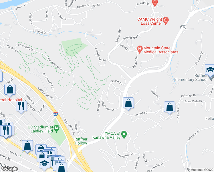 map of restaurants, bars, coffee shops, grocery stores, and more near 718 Mayflower Drive in Charleston