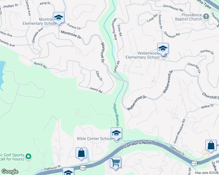 map of restaurants, bars, coffee shops, grocery stores, and more near 1127 Montrose Drive in Charleston