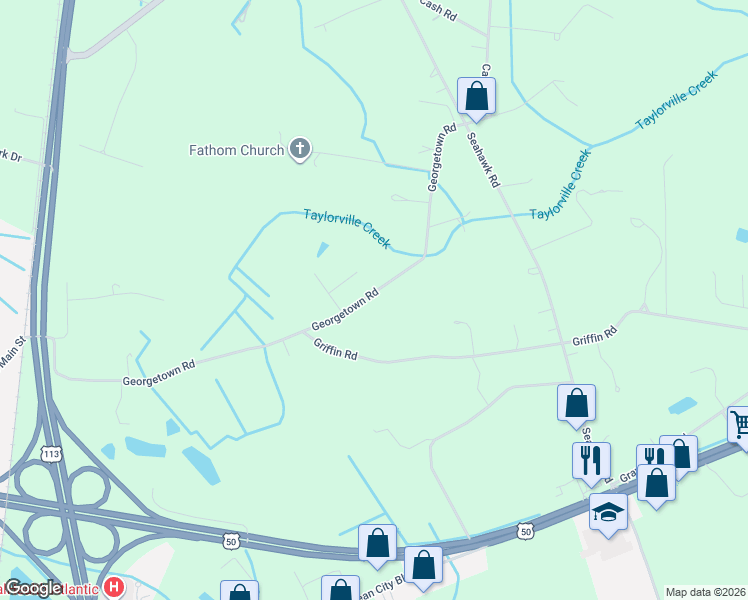 map of restaurants, bars, coffee shops, grocery stores, and more near 10376 Georgetown Road in Berlin
