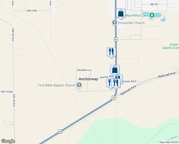map of restaurants, bars, coffee shops, grocery stores, and more near 200-202 Paradise Ln in Great Bend