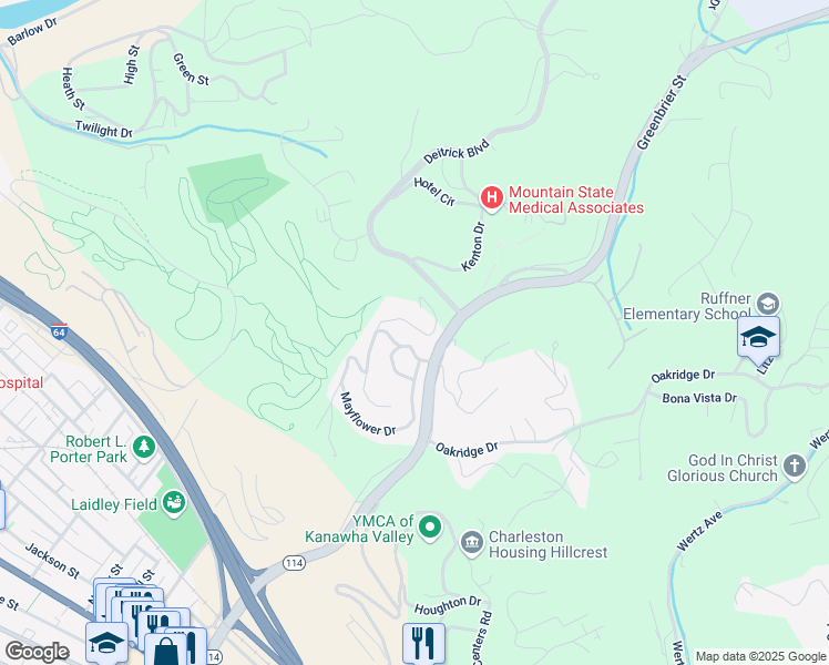map of restaurants, bars, coffee shops, grocery stores, and more near 914 Scenic Drive in Charleston