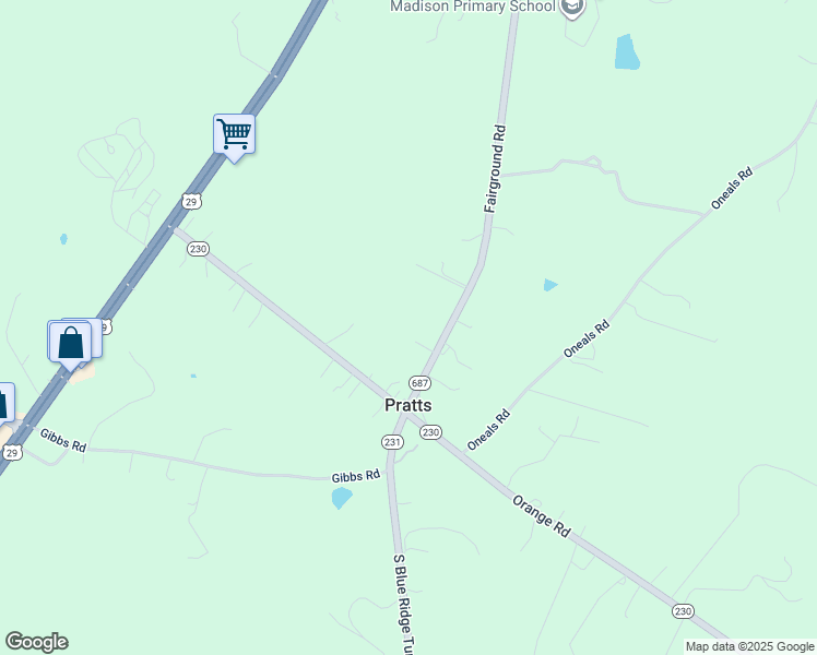map of restaurants, bars, coffee shops, grocery stores, and more near in Pratts