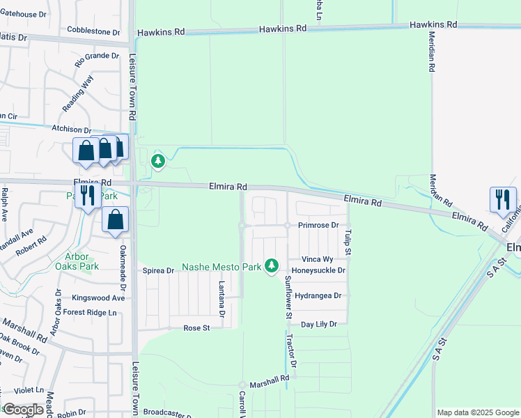map of restaurants, bars, coffee shops, grocery stores, and more near 142 Clematis Street in Vacaville
