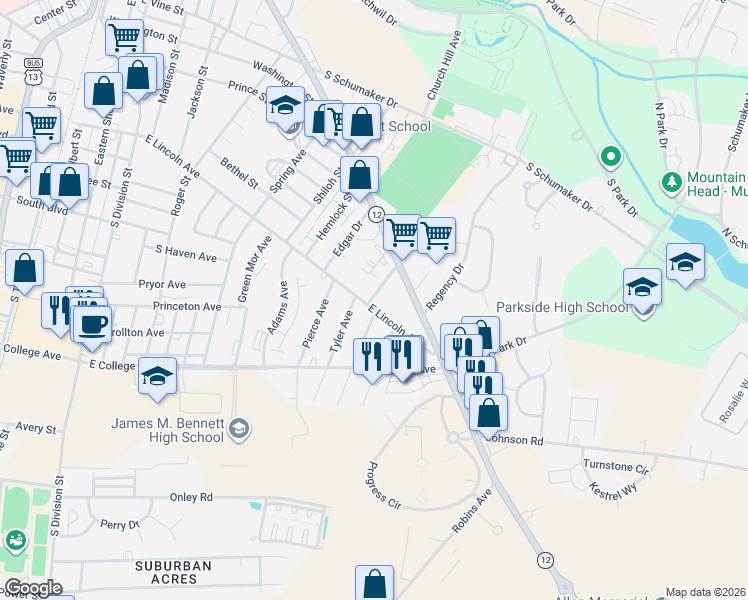 map of restaurants, bars, coffee shops, grocery stores, and more near 706 Dewey Avenue in Salisbury