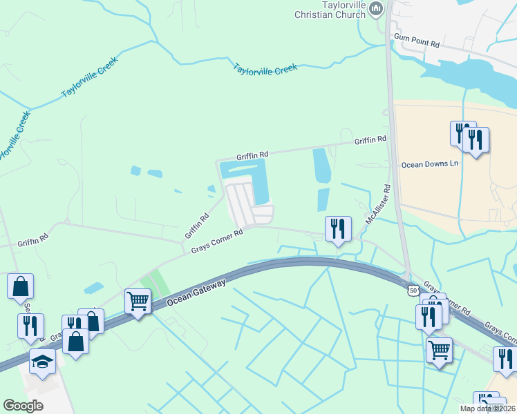 map of restaurants, bars, coffee shops, grocery stores, and more near 11003 Grays Corner Road in Berlin