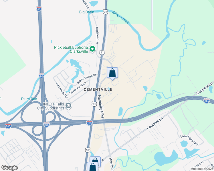 map of restaurants, bars, coffee shops, grocery stores, and more near 6011 Carr Circle in Jeffersonville
