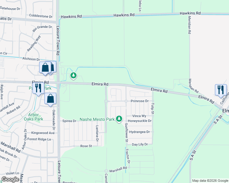 map of restaurants, bars, coffee shops, grocery stores, and more near 142 Clematis Street in Vacaville