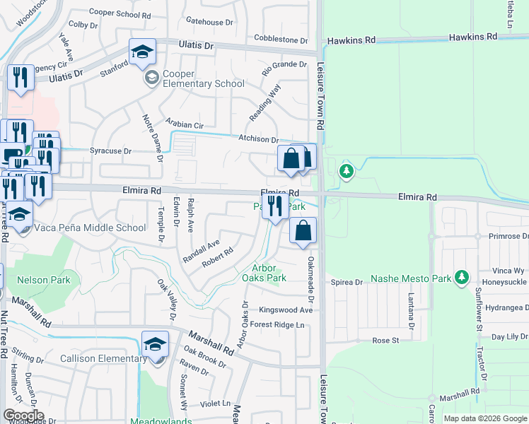 map of restaurants, bars, coffee shops, grocery stores, and more near 476 Edwin Drive in Vacaville