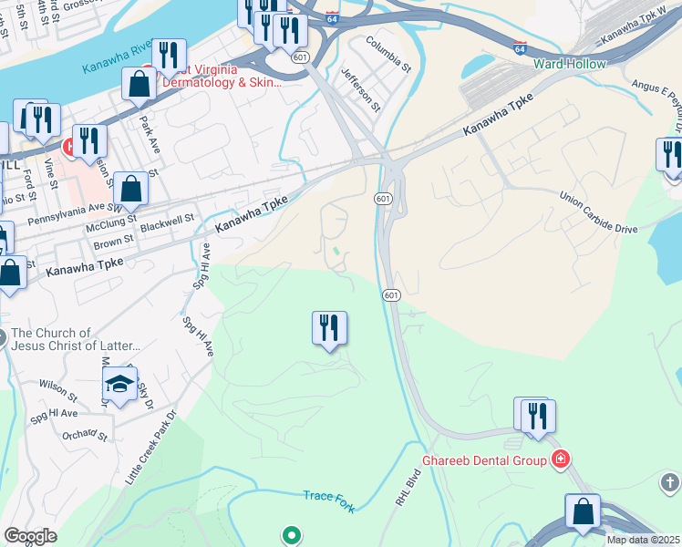 map of restaurants, bars, coffee shops, grocery stores, and more near 10F Country Lane in Charleston