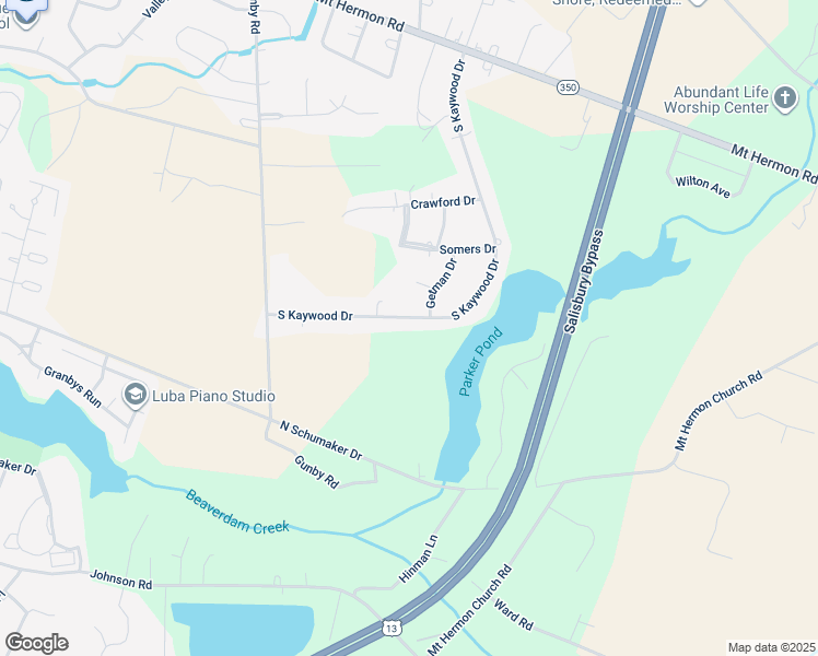 map of restaurants, bars, coffee shops, grocery stores, and more near 1710 South Kaywood Drive in Salisbury