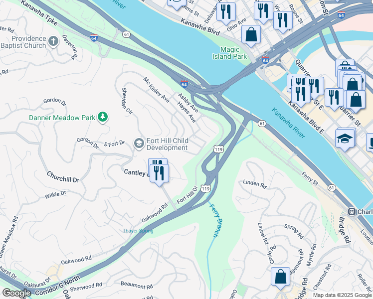 map of restaurants, bars, coffee shops, grocery stores, and more near 110 Potterfield Drive in Charleston