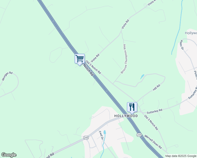 map of restaurants, bars, coffee shops, grocery stores, and more near 24868 Three Notch Road in Hollywood