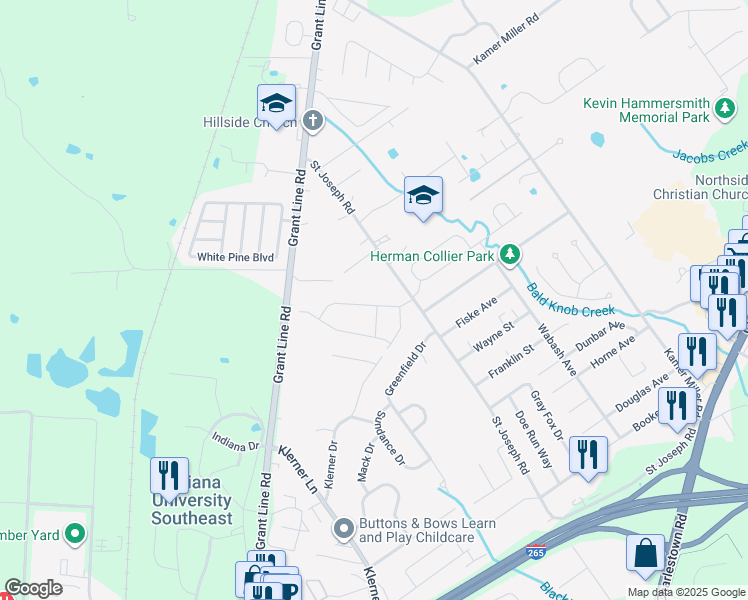 map of restaurants, bars, coffee shops, grocery stores, and more near 312 Ingram Avenue in New Albany