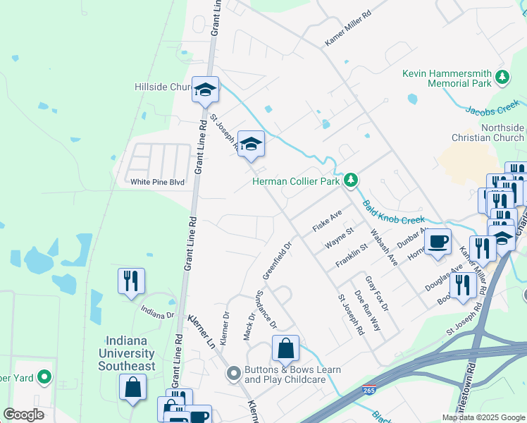 map of restaurants, bars, coffee shops, grocery stores, and more near 312 Ingram Avenue in New Albany