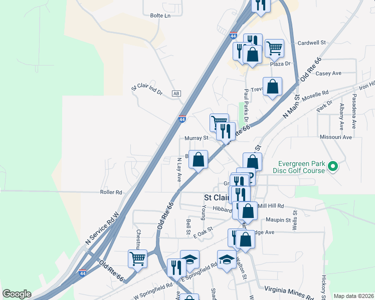 map of restaurants, bars, coffee shops, grocery stores, and more near 325 Bader Street in Saint Clair