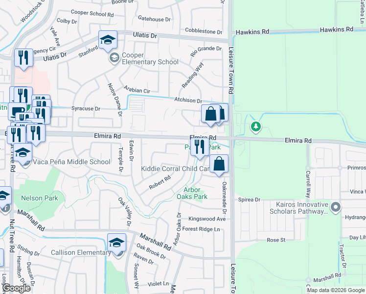 map of restaurants, bars, coffee shops, grocery stores, and more near 469 Edwin Drive in Vacaville