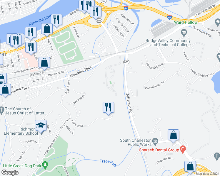 map of restaurants, bars, coffee shops, grocery stores, and more near 16 Pope Way in Charleston