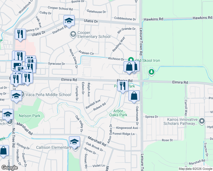 map of restaurants, bars, coffee shops, grocery stores, and more near 197 Richard Place in Vacaville