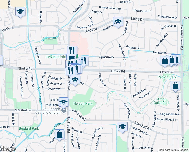 map of restaurants, bars, coffee shops, grocery stores, and more near 513 Purdue Drive in Vacaville