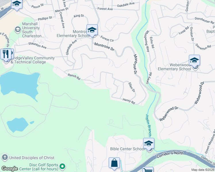 map of restaurants, bars, coffee shops, grocery stores, and more near 14 Ashlawn Drive in Charleston