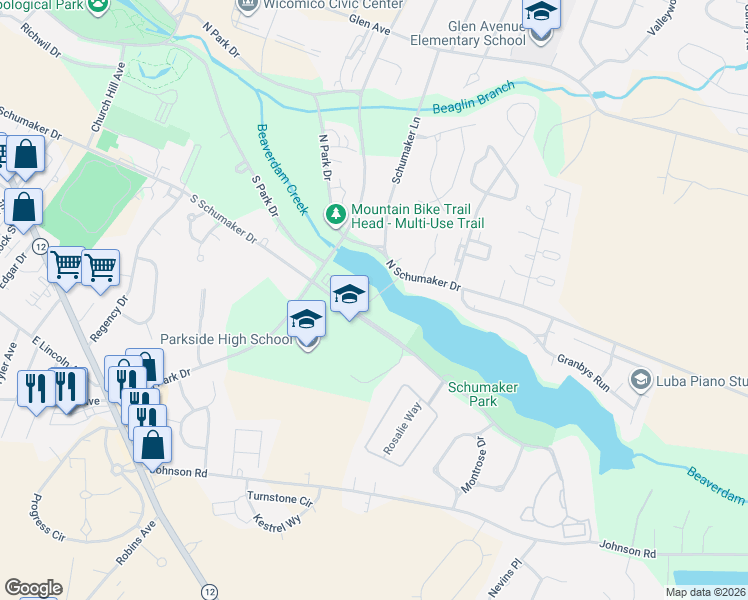 map of restaurants, bars, coffee shops, grocery stores, and more near 913 South Schumaker Drive in Salisbury