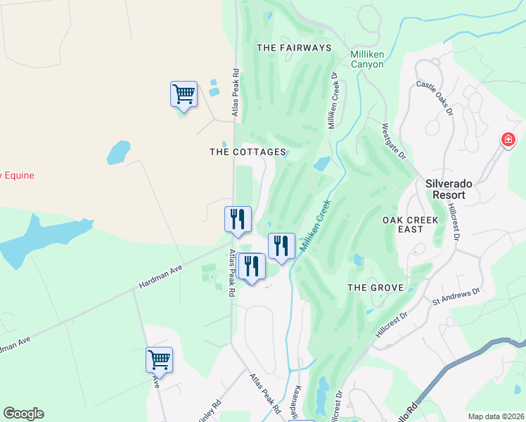 map of restaurants, bars, coffee shops, grocery stores, and more near 779 Cottage Drive in Napa
