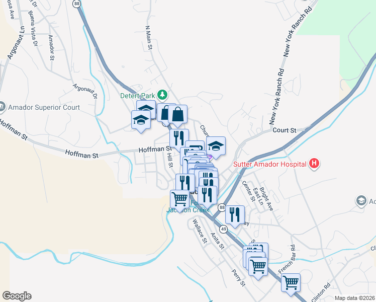 map of restaurants, bars, coffee shops, grocery stores, and more near in Martell