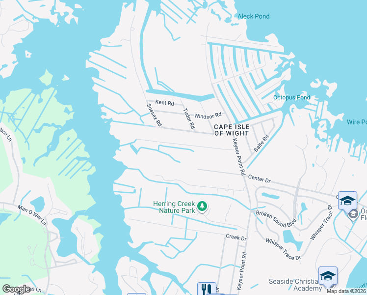 map of restaurants, bars, coffee shops, grocery stores, and more near 12439 Salisbury Road in Ocean City